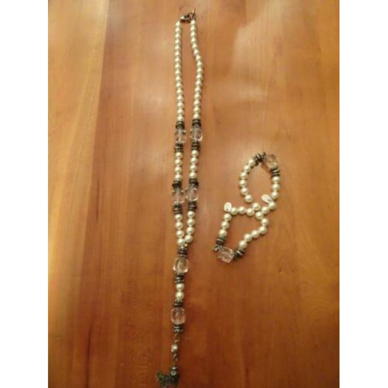 BIBA lange parel ketting met 2 bijpassende armbanden