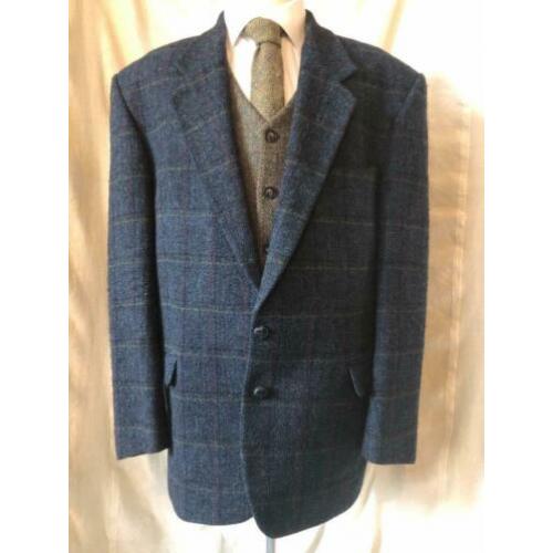 Harris Tweed colbert maat 56. Blauwgrijze tweed met een ruit