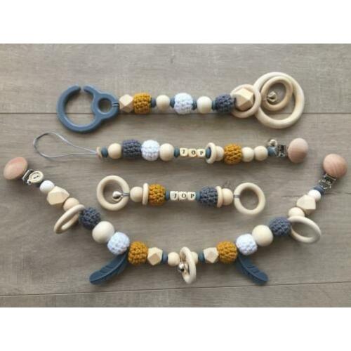 Speenkoord,wagenspanner,bijtring, maxi cosi hanger, met naam