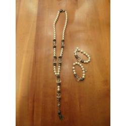 BIBA lange parel ketting met 2 bijpassende armbanden