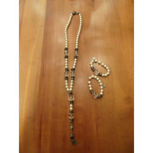 BIBA lange parel ketting met 2 bijpassende armbanden