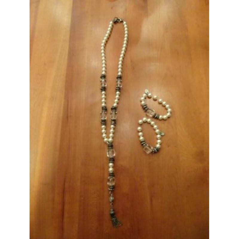 BIBA lange parel ketting met 2 bijpassende armbanden