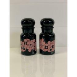Vintage apothekersflessen / apothekerspotten zwart roze glas