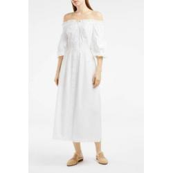 Nieuwe ongedragen Vilshenko witte katoenen off-shoulder jurk