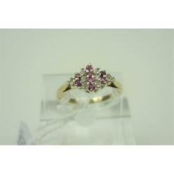 Ring goud robijn en diamanten / Z6247