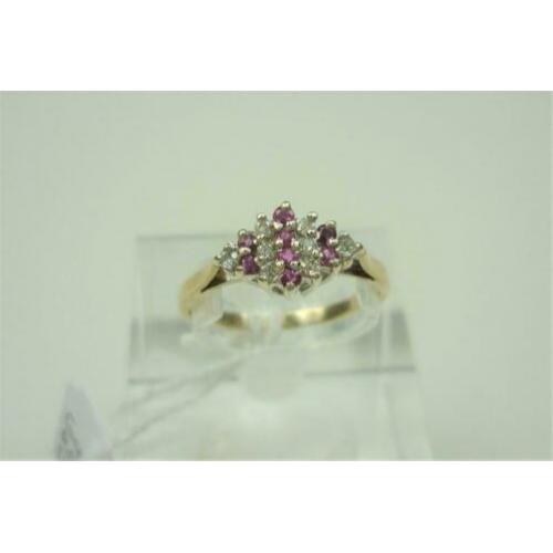 Ring goud robijn en diamanten / Z6247