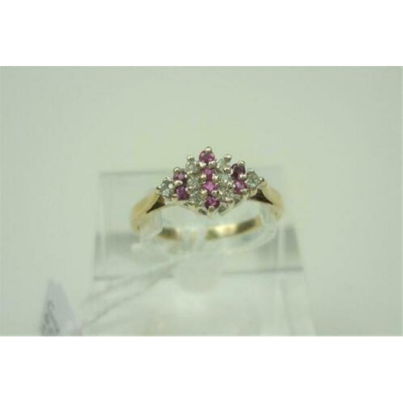 Ring goud robijn en diamanten / Z6247