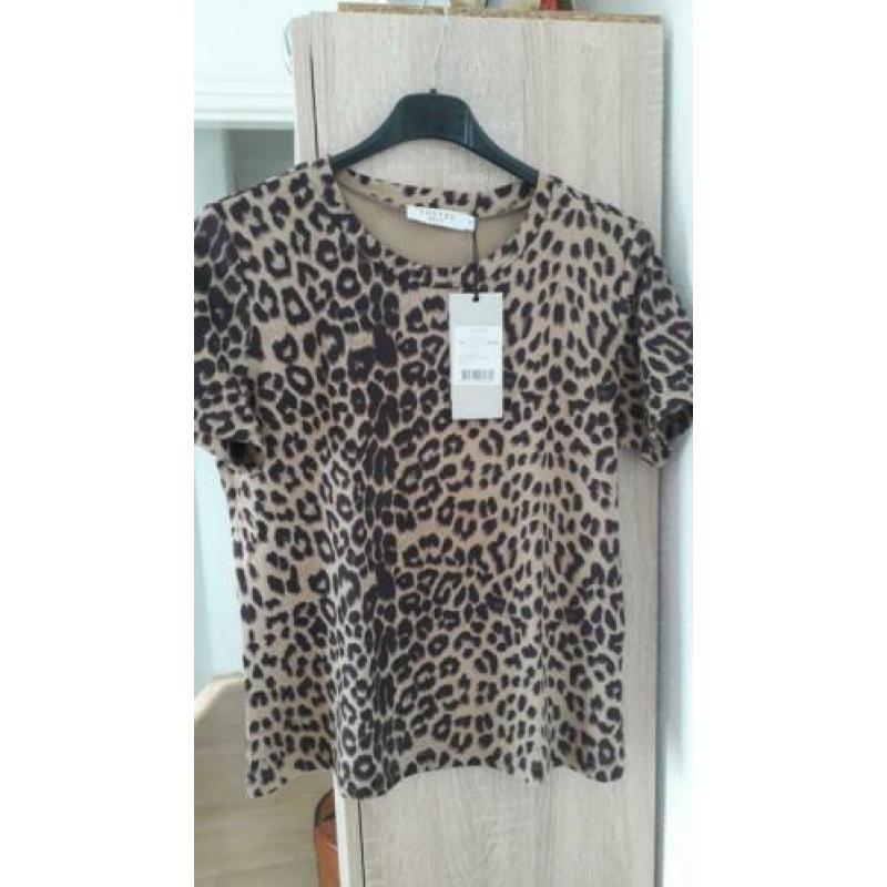 Nieuw beige bruin costes leopard shirt en riem mt m