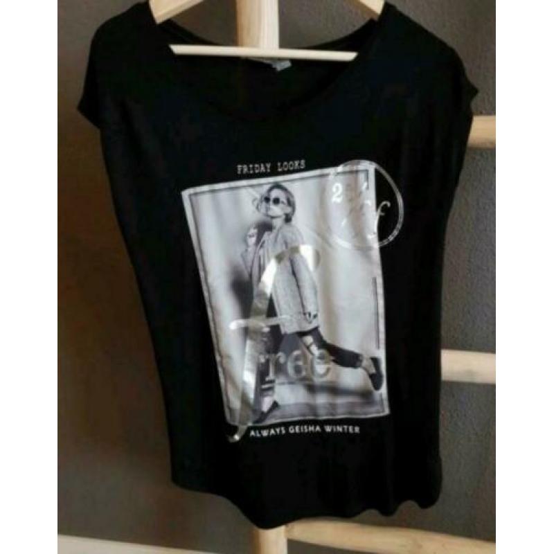 Nieuw zwart Geisha shirt super stoer Maat S