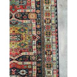 Vintage oosterse tapijt loper blue stars corona wol 90x288cm