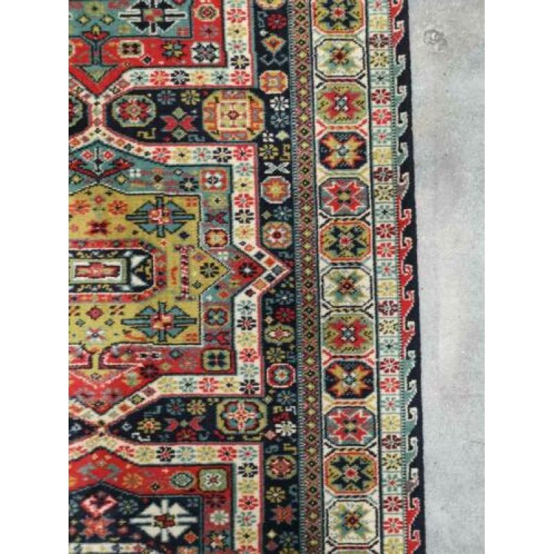 Vintage oosterse tapijt loper blue stars corona wol 90x288cm