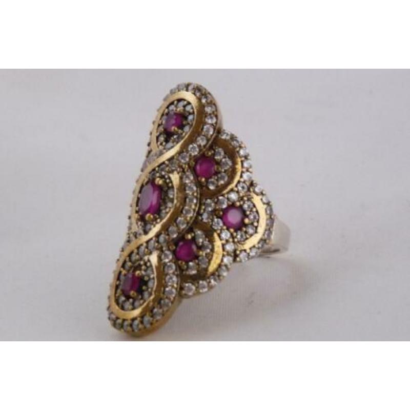 NIEUW COLLECTIE zilveren 925 design ring met granaat 596