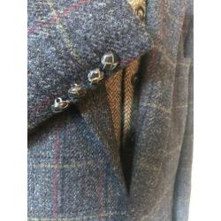 Harris Tweed colbert maat 56. Blauwgrijze tweed met een ruit