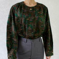 Vintage groen lila blouse blad