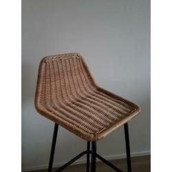 Gave industriële barkruk met rotan zitting