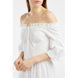 Nieuwe ongedragen Vilshenko witte katoenen off-shoulder jurk