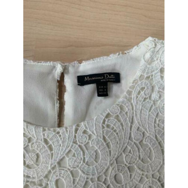 Massimo Dutti - Gebroken witte kanten mouwloze top maat 40