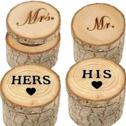 Sets met 2 houten ringendoosjes Mr en Mrs of His en Hers