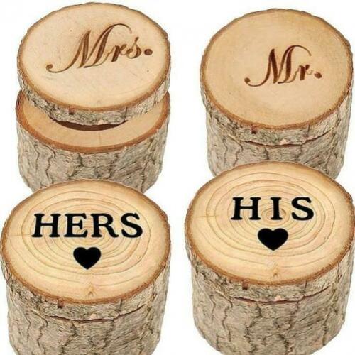 Sets met 2 houten ringendoosjes Mr en Mrs of His en Hers