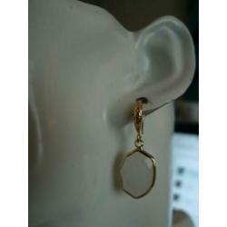 witte facet geslepen jade oorbellen