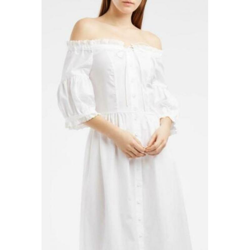 Nieuwe ongedragen Vilshenko witte katoenen off-shoulder jurk