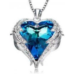 Hele mooie angel wings hart ketting met heel veel kristallen