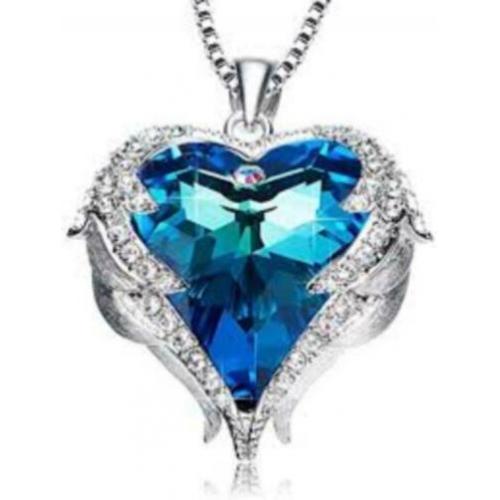Hele mooie angel wings hart ketting met heel veel kristallen