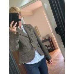 tweed bruin kort colbert jasje NIEUW maat 36 Yessica