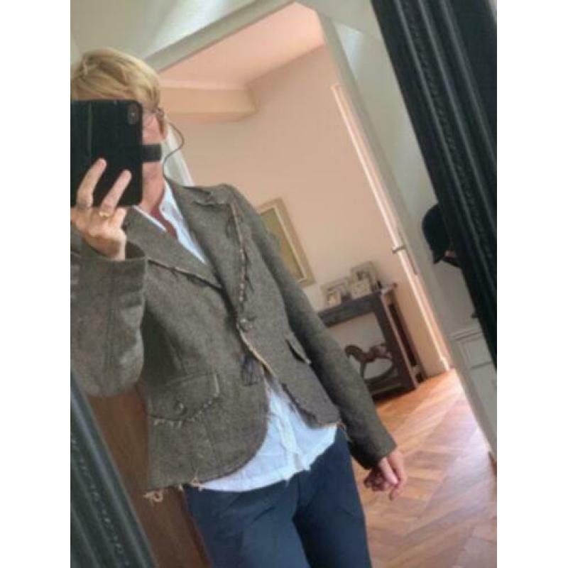 tweed bruin kort colbert jasje NIEUW maat 36 Yessica