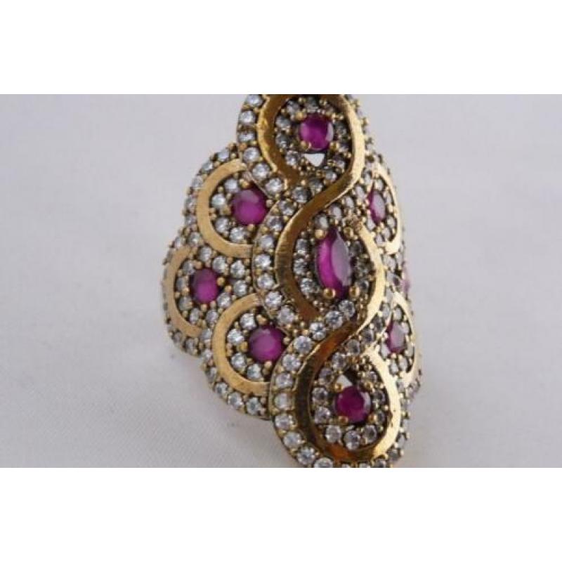 NIEUW COLLECTIE zilveren 925 design ring met granaat 596