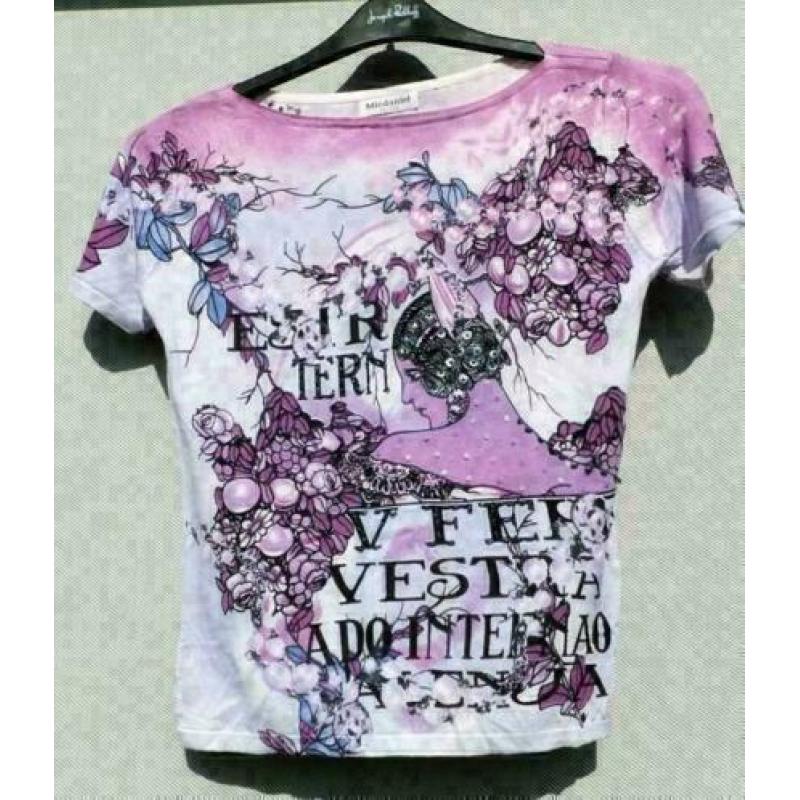 MICDANIEL prachtig stretch shirt pailletten/kralen mt S