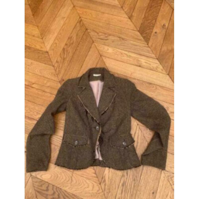 tweed bruin kort colbert jasje NIEUW maat 36 Yessica