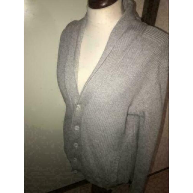 Ckh mooi heren vest trui grijs met knopen maat xl leuk vest