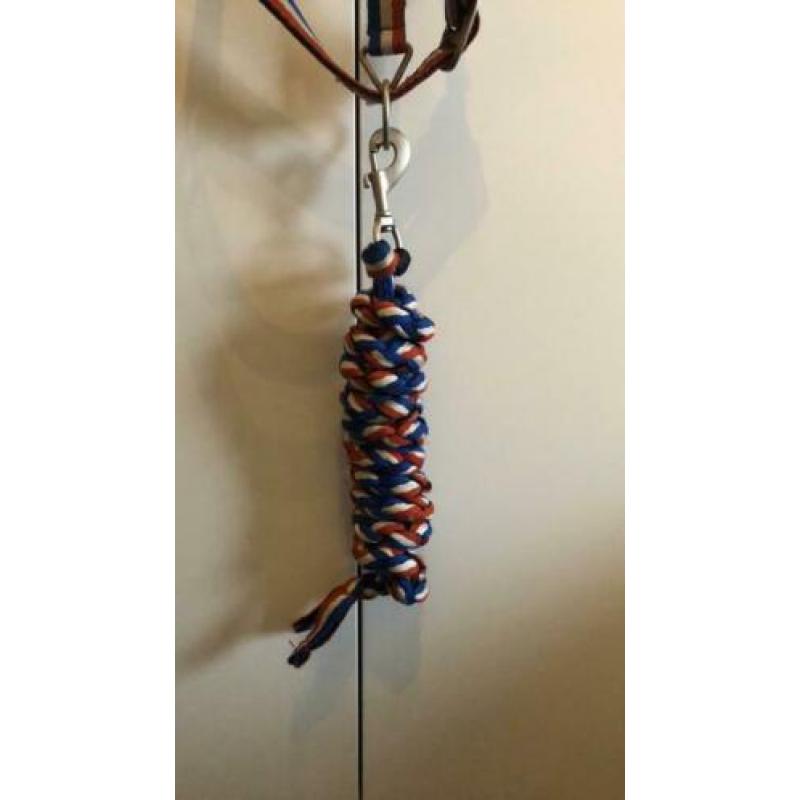 Halster + touw rood-wit-blauw maat pony