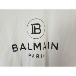 2 Witte BALMAIN T-Shirts; 100% Katoen, Maat: S (63 cm).