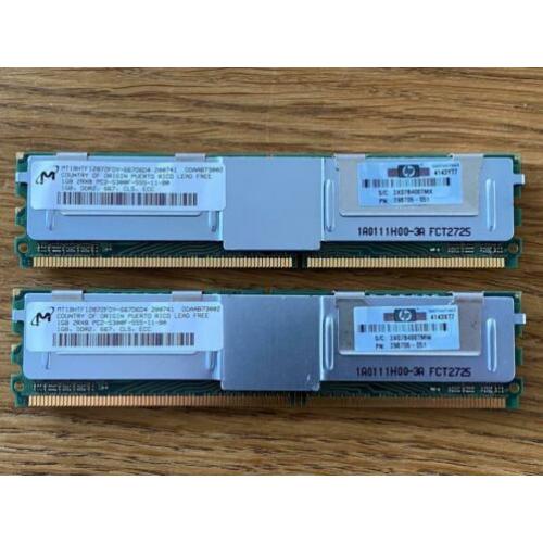 2x 1GB DDR2-667MHz PC2-5300 Fully Buffered CL5 server RAM