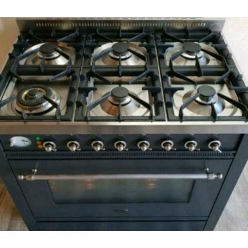 Nette staat boretti antraciet gasfornuis 6_pits 90CM oven