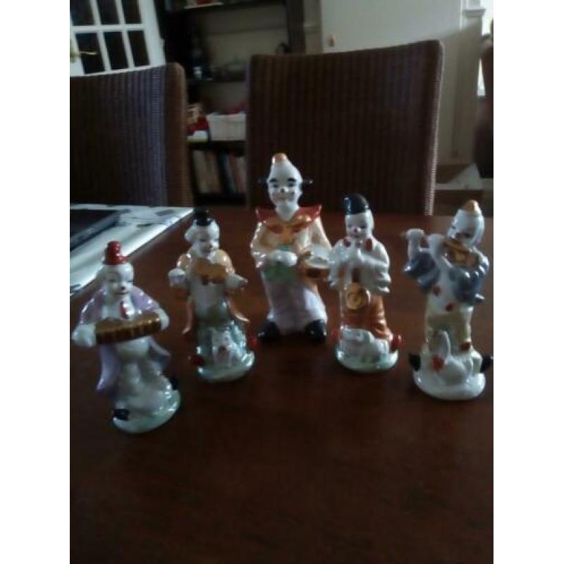 Set van 5 clown s die muziek maken