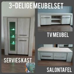 3 delig! servieskast,tv meubel,salontafel.