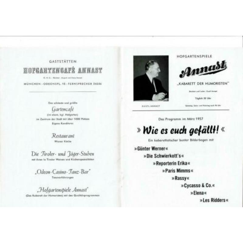 Annast "Kabarett der Humoristen" Munchen 1957