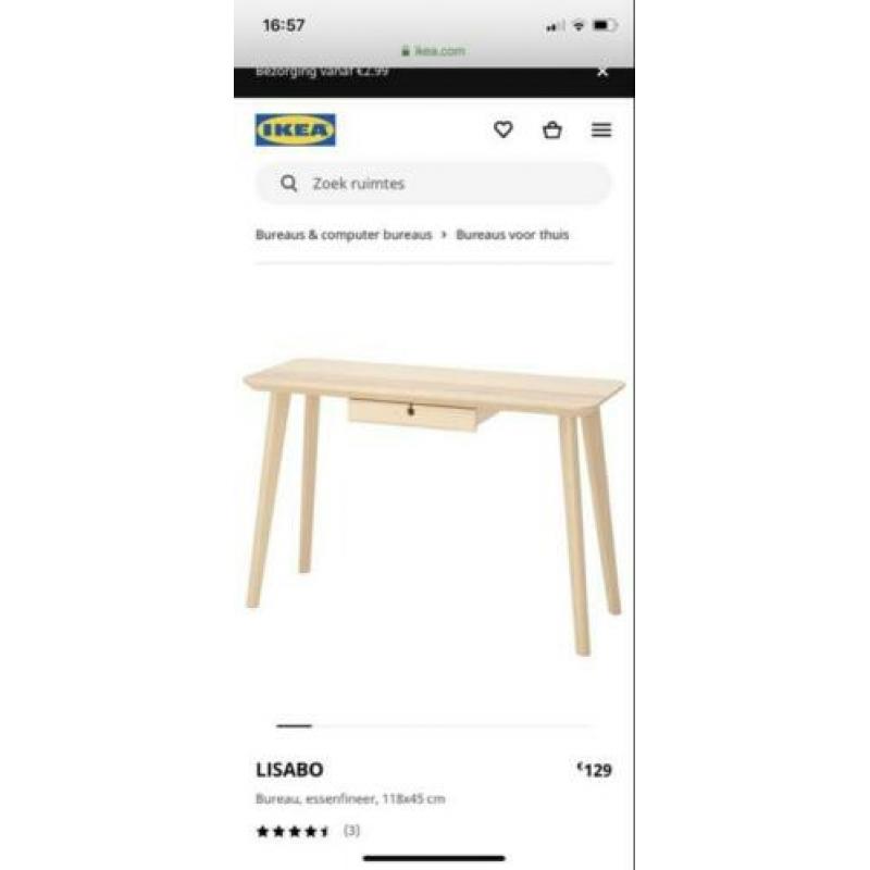 Bureau/sidetable Lisabo Ikea hout
