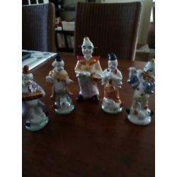 Set van 5 clown s die muziek maken