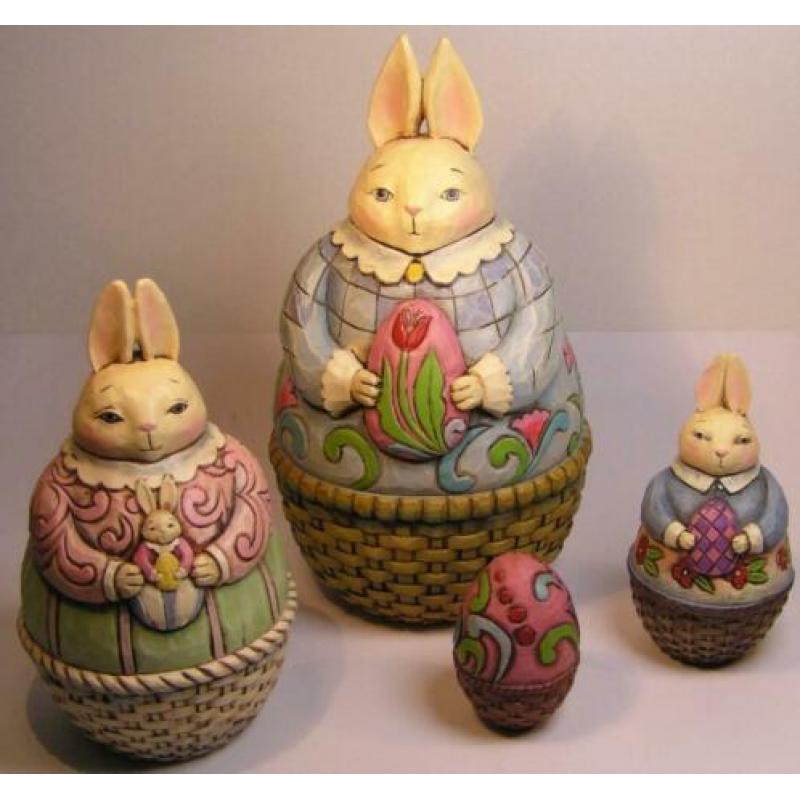 Jim Shore: Set Of 4 Bunnies Nesting Boxes (Pasen)