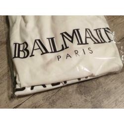 2 Witte BALMAIN T-Shirts; 100% Katoen, Maat: S (63 cm).