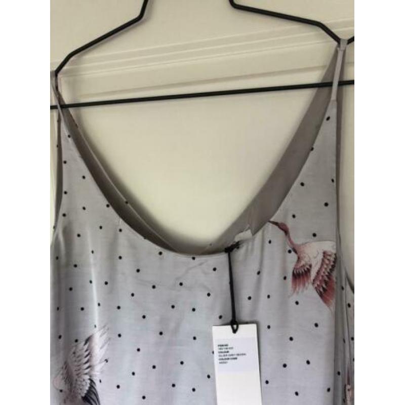 Nieuw! Yaya jurk s 36 maxi kraanvogels zilvergrijs gevoerd