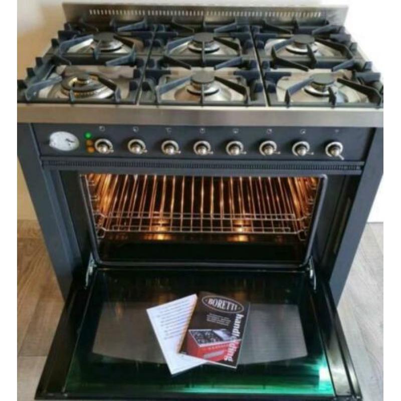 Nette staat boretti antraciet gasfornuis 6_pits 90CM oven