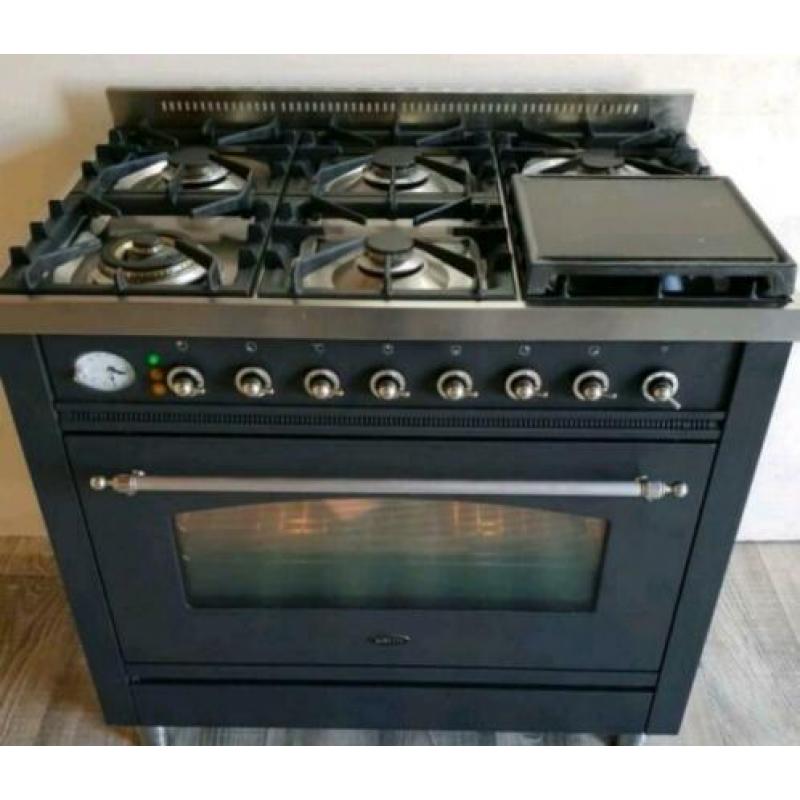 Nette staat boretti antraciet gasfornuis 6_pits 90CM oven