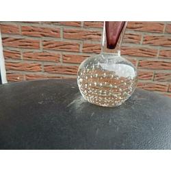 Oud Vintage Spijkervaasje - leerdam glas brocante Retro
