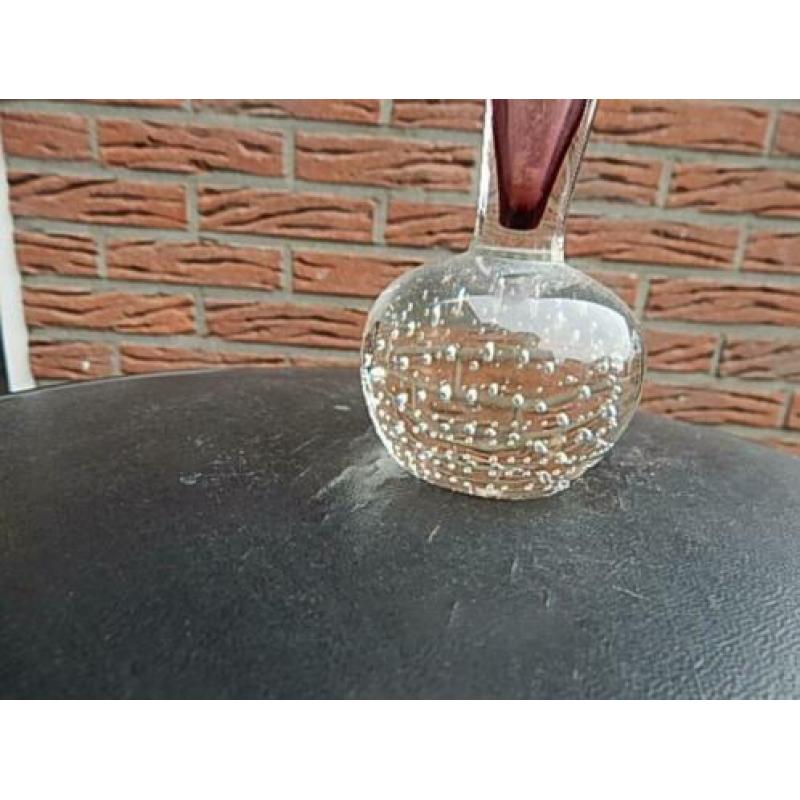 Oud Vintage Spijkervaasje - leerdam glas brocante Retro