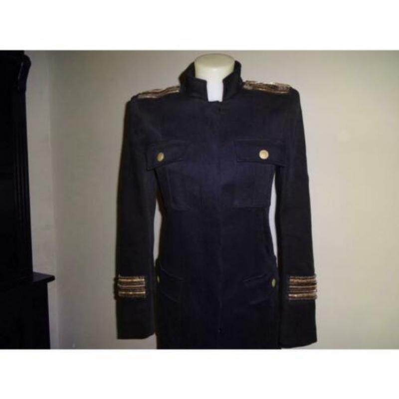 D4A Pierre Balmain lange jas officiers styl bekleed goud XS